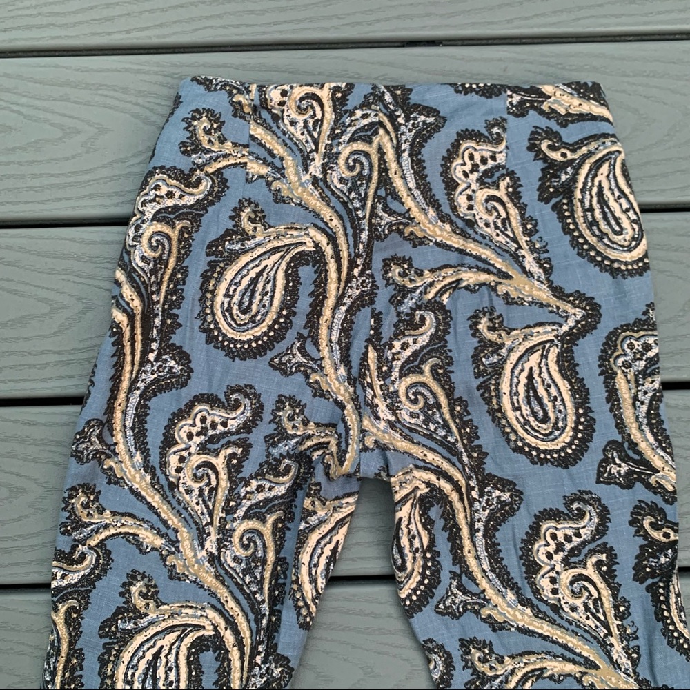 FREE PEOPLE Paisley Print Linen Blend Bell Bottom Pants Boho Chic Women’s Small - Picture 6 of 10